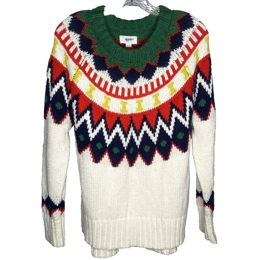 Aerie Knit Sweater Nordic chunky Pullover Womens Size Small oversized fair aisle